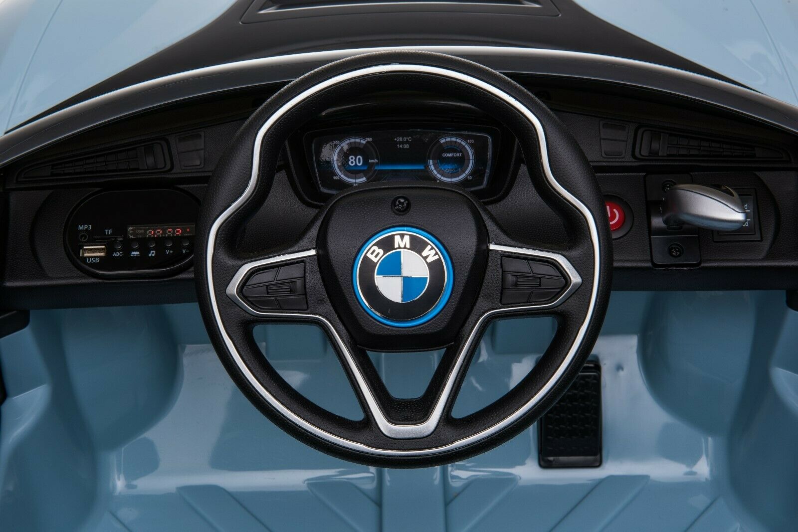 Elektromos kisautó Gio BMW I8 Coupe bőrüléssel, gumi kerékkel, nyitható ajtóval, 2.4 GHZ távirányítóval, ponyvával - kép 10
