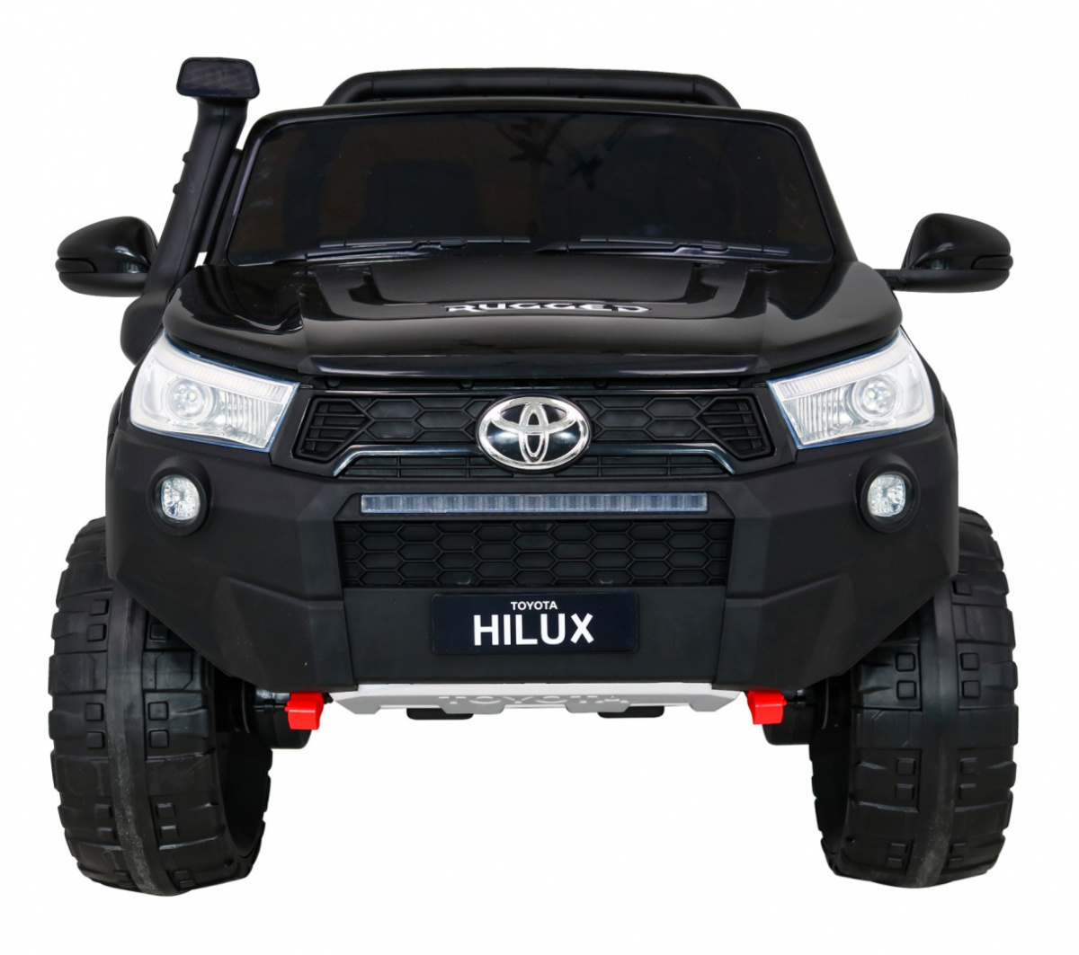 Elektromos kisautó Gio Toyota Hilux 4x4 kétszemélyes terepjáró bőrülés, 2.4 GHZ távirányító, gumi kerék, slusszkulcs, 2db 12 Voltos akkumulátor - kép 5