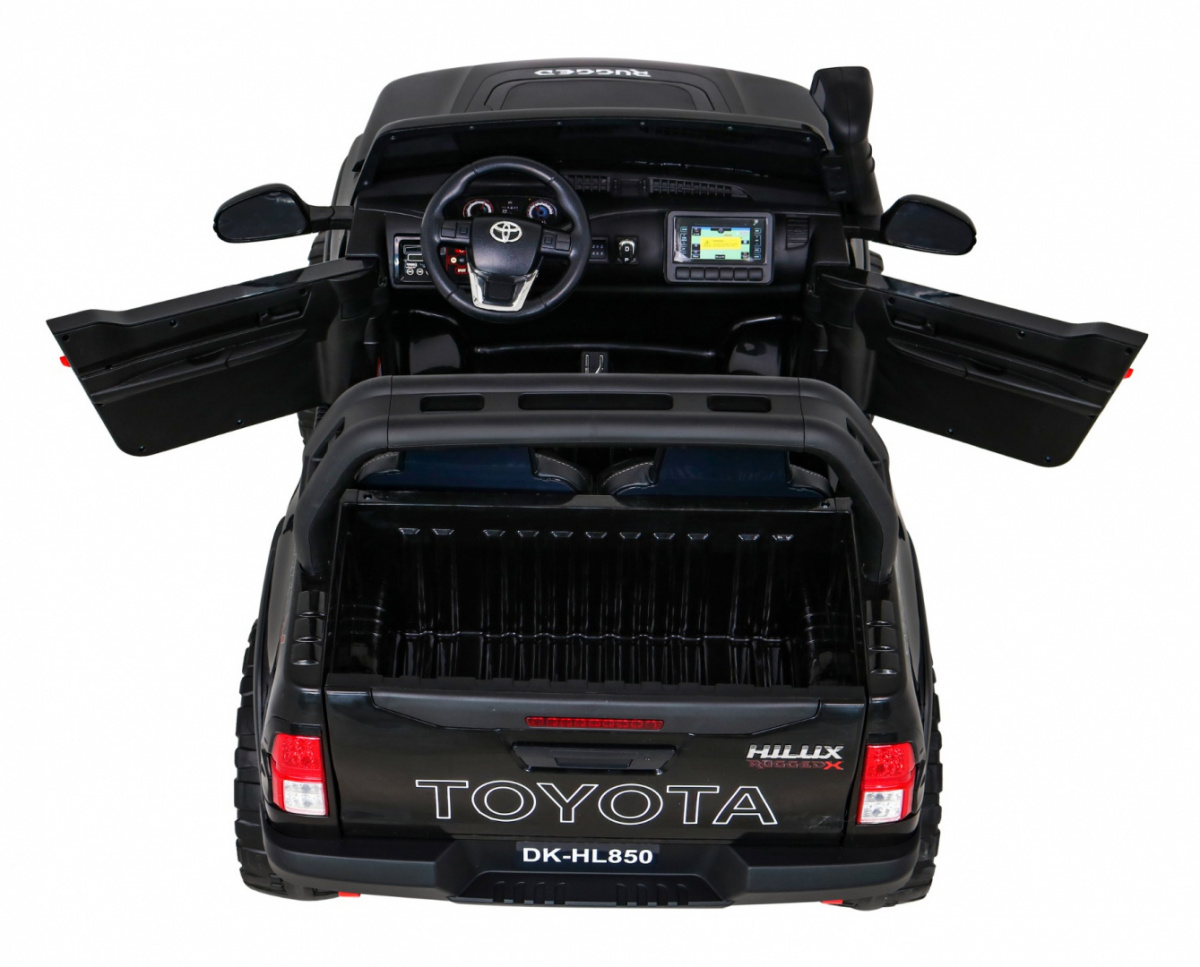 Elektromos kisautó Gio Toyota Hilux 4x4 kétszemélyes terepjáró bőrülés, 2.4 GHZ távirányító, gumi kerék, slusszkulcs, 2db 12 Voltos akkumulátor - kép 12