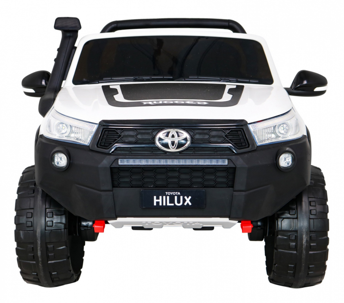 Elektromos kisautó Gio Toyota Hilux 4x4 kétszemélyes terepjáró bőrülés, 2.4 GHZ távirányító, gumi kerék, slusszkulcs, 2db 12 Voltos akkumulátor - kép 6