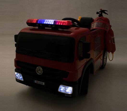 Elektromos tűzoltó autó Fire truck gumi kerekekkel, bőrüléssel, nyitható ajtókkal, 2.4 GHZ távirányítóval, tűzoltó készülék szettel - kép 10