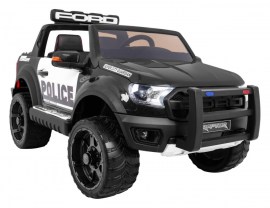 Elektromos kisautó Gio FORD Ranger Raptor Police kétszemélyes terepjáró bőrülés, 2.4 GHZ távirányító, gumi kerék, slusszkulcs, 12 Voltos akkumulátor, takaróponyva